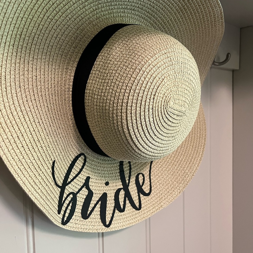 Bride Sun Hat with Black Band